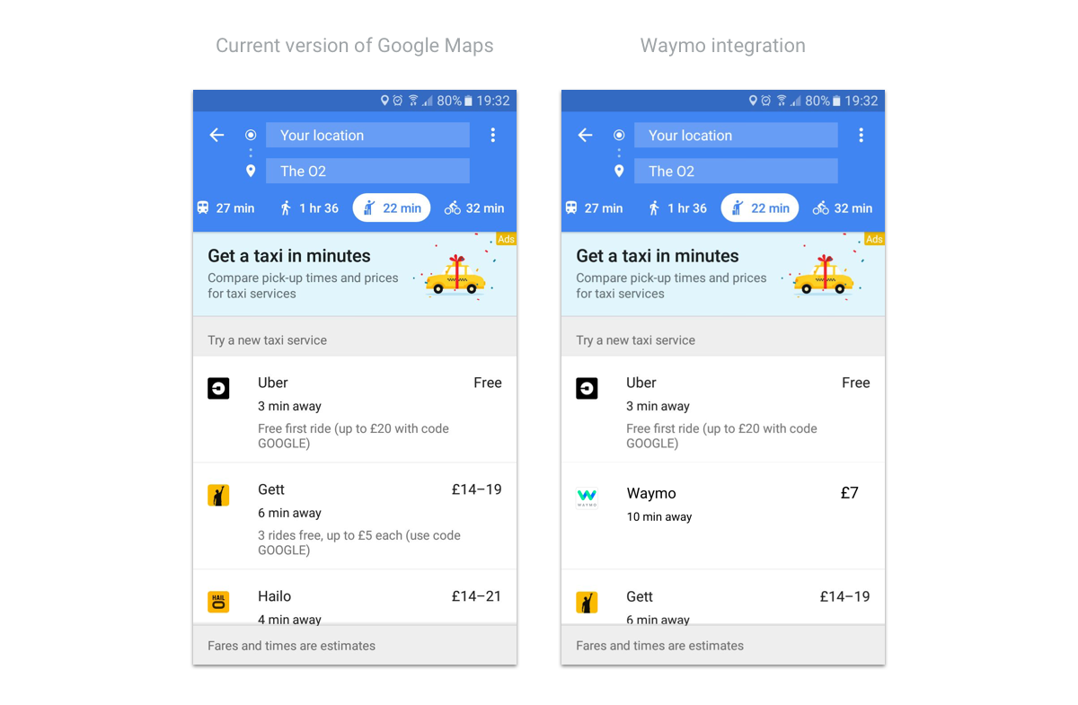 Waymo:Google Maps Integration